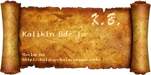 Kalikin Béla névjegykártya